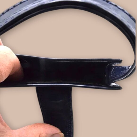 Navy Blue Patent Leather Look Cell Phone Bag - Picture 6 of 6